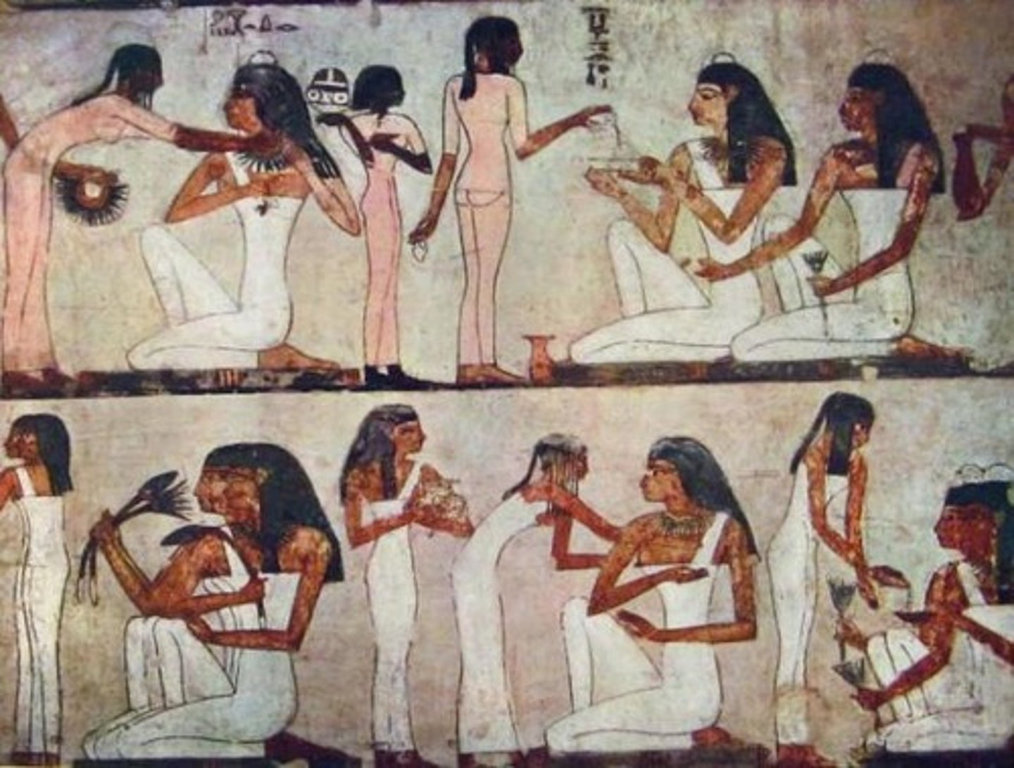 <p>- The elaborately painted tomb of Rekhmire, Vizier of Egypt under Thutmose III (c. 1450 BCE)</p><p>- Wall paintings depict the duties of the vizier, tax collection, workshops, and foreign tribute</p><p>- Tribute scenes show delegations from Nubia, Punt, Crete, and Syria bringing exotic goods</p><p>- Provides exceptional detail about New Kingdom Egyptian administration, trade, and craft production</p><p>- Located in the Theban Necropolis (Luxor) on the west bank of the Nile</p>