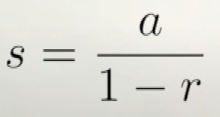<p>Remember:</p><p>convergent if |r| < 1 for geometric test</p><p>a is the 1st term (_^0 = 1)</p>