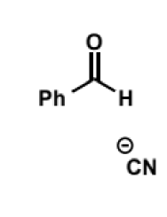 <p>cyanide as a nucleophile. equilibrium? name of products?</p><p>show mechanism for benzaldehyde</p>