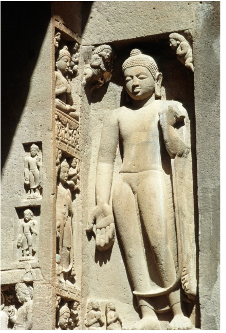 <p><span style="color: rgb(0, 0, 0);">Ajanta Cave 19; exterior, Chaitya Hall, facade, right end wall,</span><span style="color: rgb(0, 0, 0);"><br></span><span style="color: rgb(0, 0, 0);"><mark data-color="yellow" style="background-color: yellow; color: inherit;">detail Standing Buddha</mark></span></p>