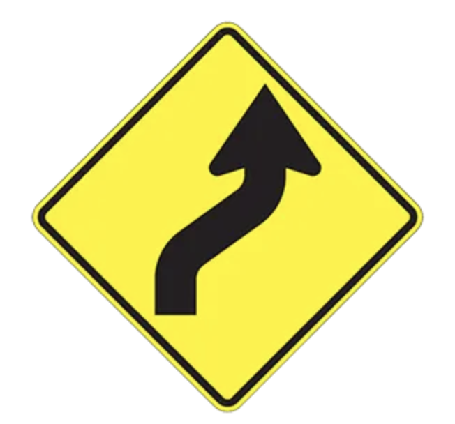 <p>This sign indicates that the road ahead:</p>
