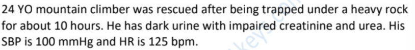 <p>most appropriate management →</p><p>likely cause of his renal failure →</p>