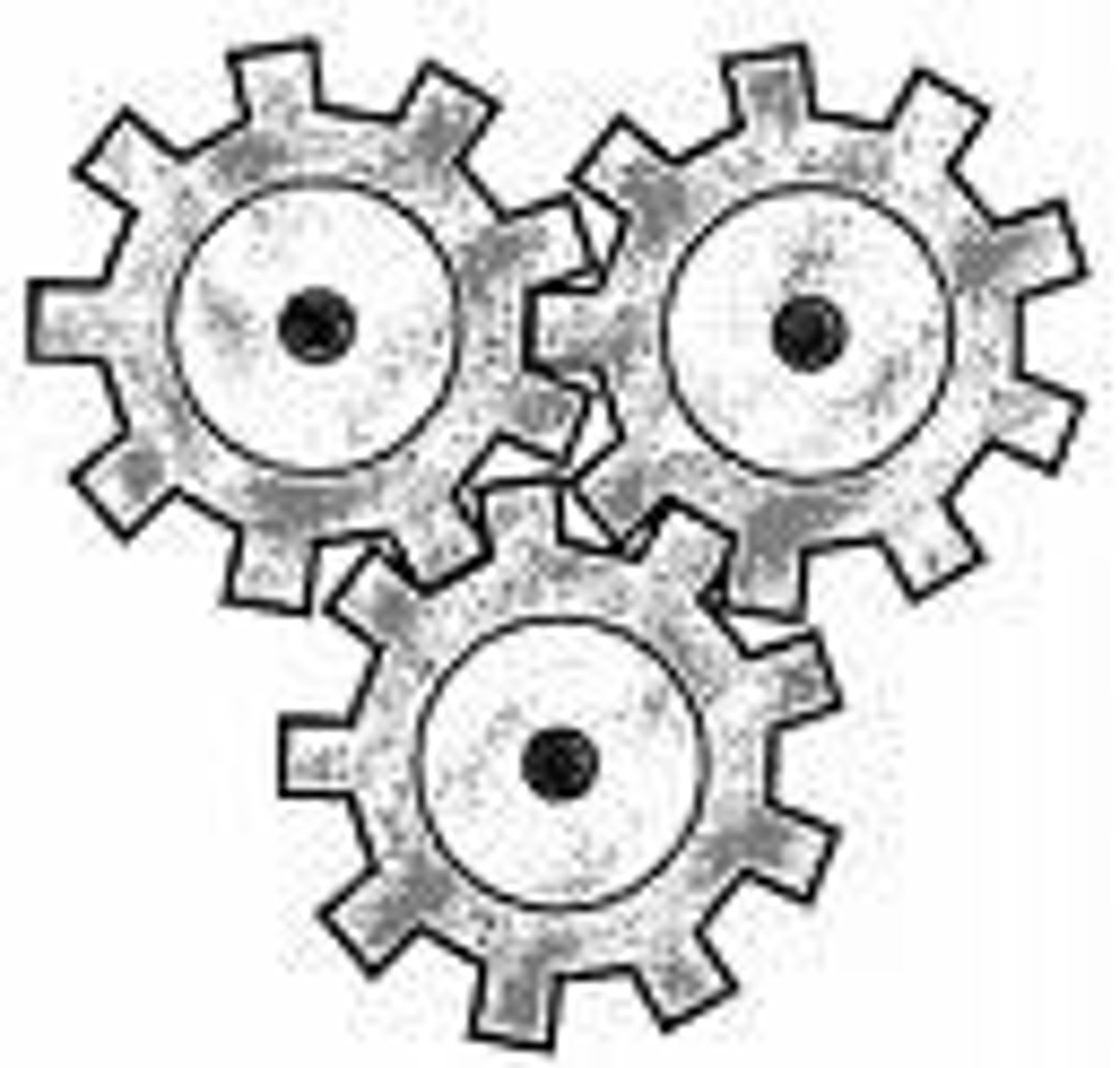 <p>two or more <b>wheels linked together</b> by interlocking teeth<br>- turning in opposite directions <br>- can <b>multiply a turning effect</b> <br>- used to transmit the rotational effect of a force from one place to another</p>