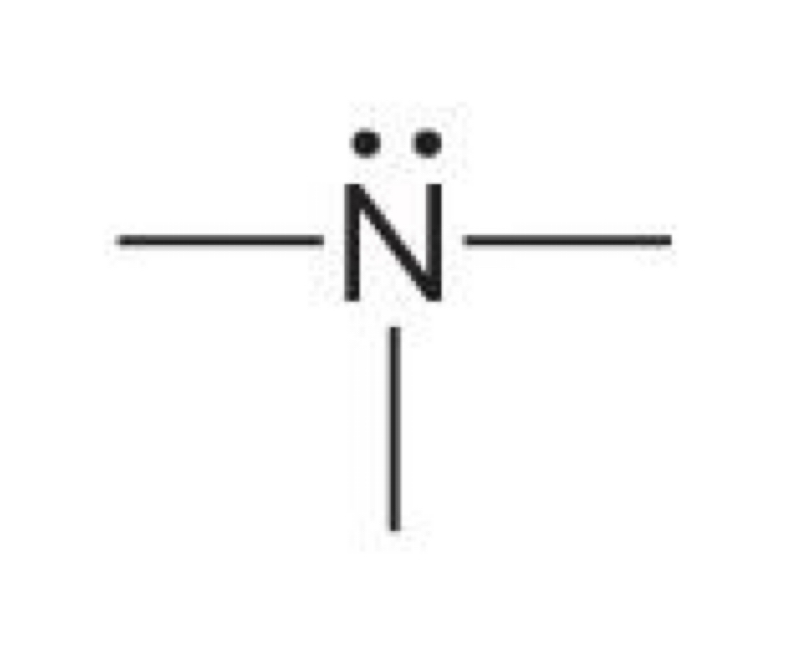 <p>Nitrogen with 3 bonds and a lone pair </p>