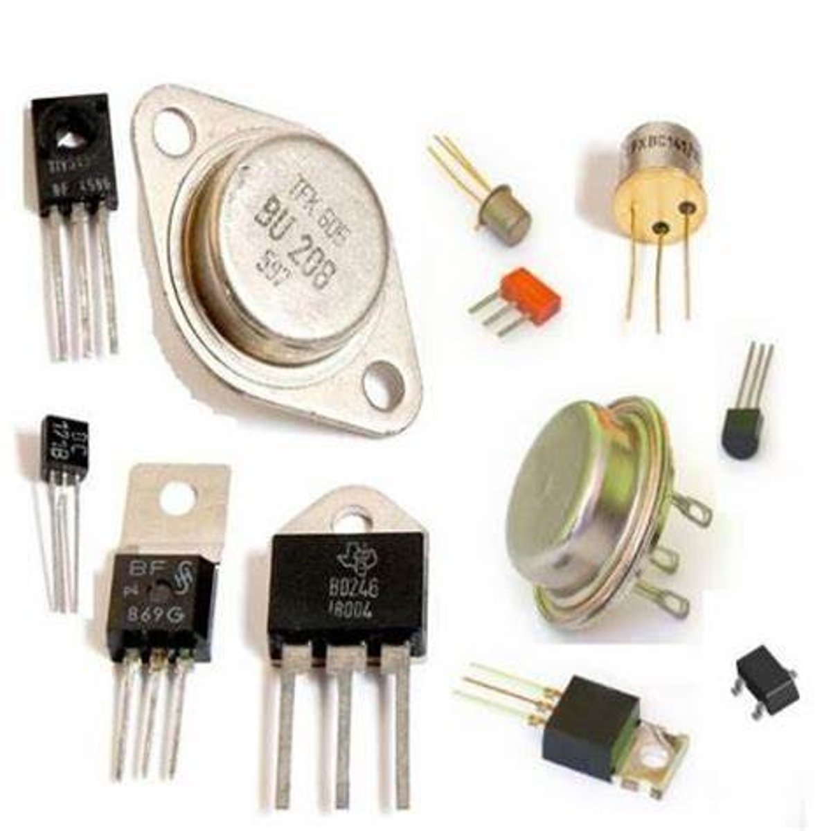 <p>- John Bardeen, Walter Brattain, William Shockley at Bell Labs</p><p>- small electronic switch that can turn current on or off, or amplify signals</p>