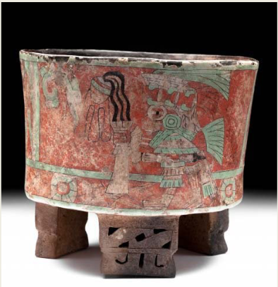 <p>Teotihuacan, Stuccoed Tripod Vase, c. 300-500 CE</p>