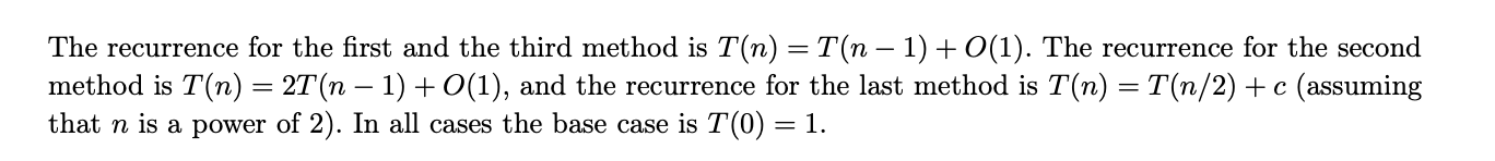 <p>solve recurrences</p>