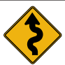 <p>THIS SIGN TELLS YOU THAT:</p><p> A. No turns are allowed on this road </p><p>B. The road narrows ahead </p><p>C. There are a series of curves ahead </p><p>D. The road may be slippery when wet</p>