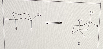<p>The scheme below shows an equilibrium between two cyclohexane conformations.</p><p class="p1">Which conformer will have the lowest energy?</p>
