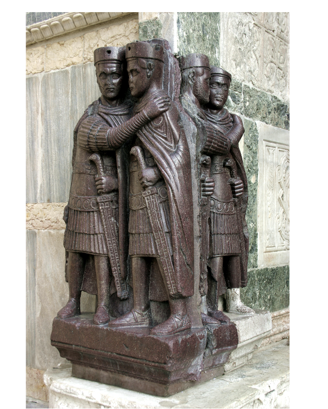 <p>Porphyry group of the tetrarchs - Taken to Constantinople 330 then Venice 1204</p>