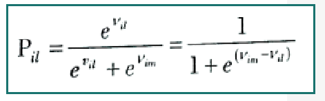 <p>Pil = e^(vil)/ ( e^(vil) + e^(vim) ) </p>