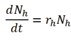 <p>The Lotka-Volterra models of predation</p><ul><li><p>What do the subscripts H + P stand for?</p></li><li><p>What does the model IGNORE?</p></li><li><p>What does every symbol in the equation provided represent?</p></li></ul><p></p>