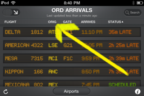coming from / arriving from