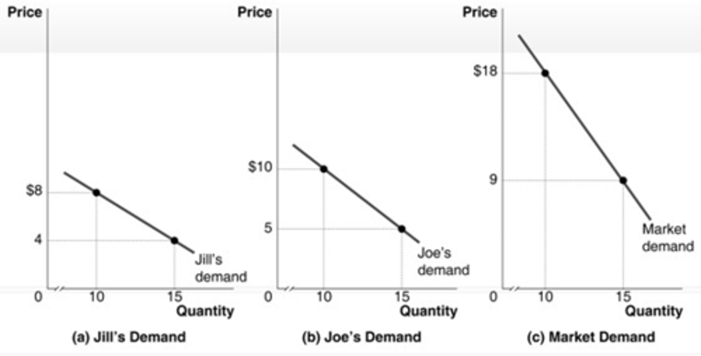 <p>b. the construction of market demand for a public good</p>