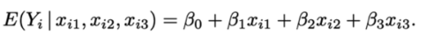 <p>β₀</p><p>We kunnen de termen β₁xi1, β₂xi2, β₃xi3 allemaal schrappen, want ze zijn gelijk aan 0 -> β₀ blijft over.</p>