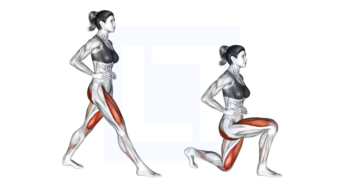 <p><span>What are the 4 safety cues for lunges?</span></p>