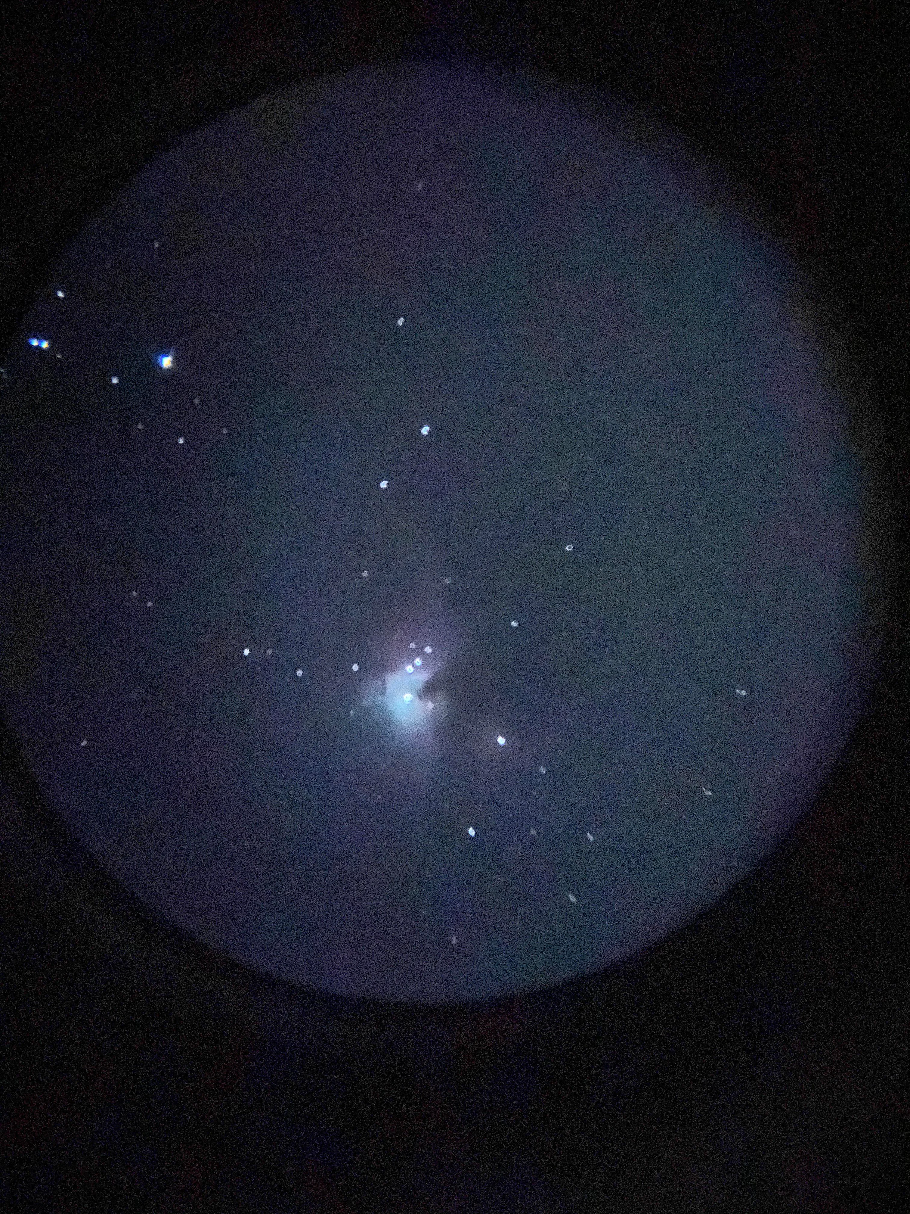 Faint fuzzy patches of light (Latin for cloud, singular: nebula). 

An example would be the Great Nebula in Orion (M42 and M43).