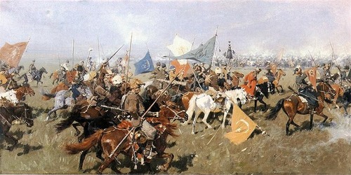 <p>the &quot;vanguard&quot; of russian expansion across siberia; bands of warriors consisting of peasants who had escaped serfdom.</p>