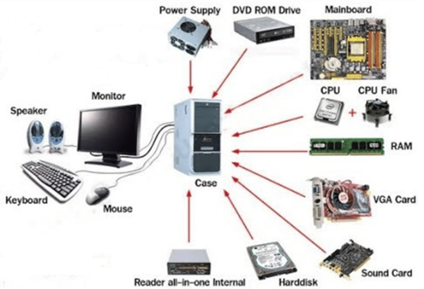 <p>Internal hardware of a computer</p>