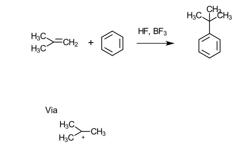 <p>Requires a catalyst (e.g BF<span><sub>3</sub></span> or HF)</p><p></p>