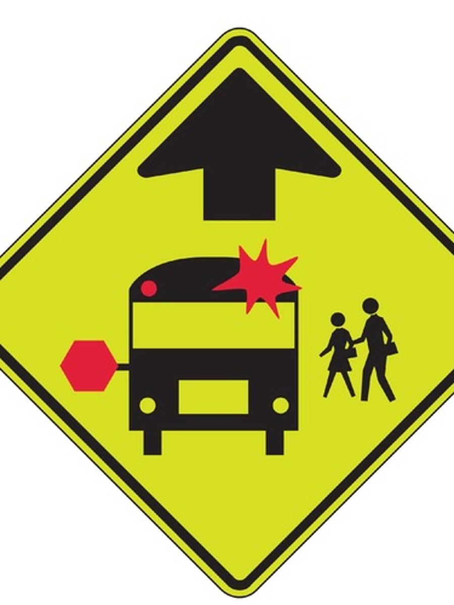 <p>Be prepared to stop. Some school buses will flash yellow lights when preparing to stop</p>