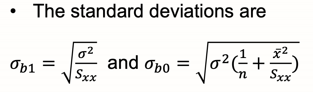 <p>provided the residuals are normally distributed N(0,sigma²) the standard deviations are</p>