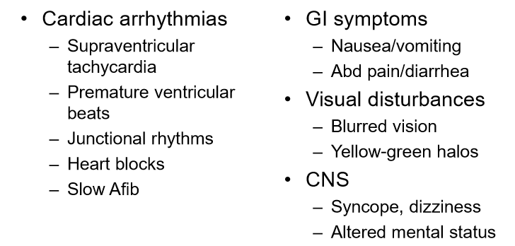 <p>Are concentration related and can occur when concentrations reach > 2mcg/L . </p>
