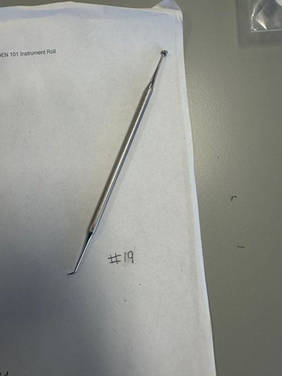 <p>Used to smooth the surface of resorative material by directing the material against the cavity wall and margin and for final conturing (restorative)</p>