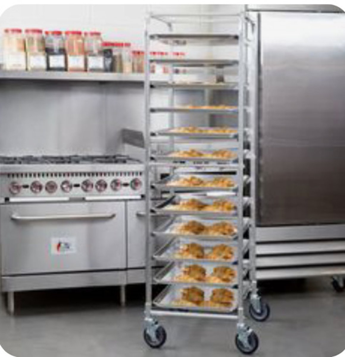 <p>Commonly an open slatted back storage unit with shelves used for storing goods in the kitchen such as cook books, wine, etc. Most commonly made of wood and metal or a combination of the two.</p>