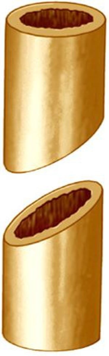 <p>Cut at any angle but a right angle</p>