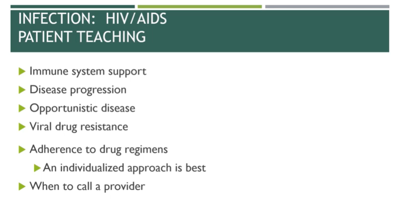 * gerontologic consideration
* increasing rates of HIV disease among older adults 
  * Death rate from opportunistic infections reduced 
  * people 60 and older are increasingly being infected 