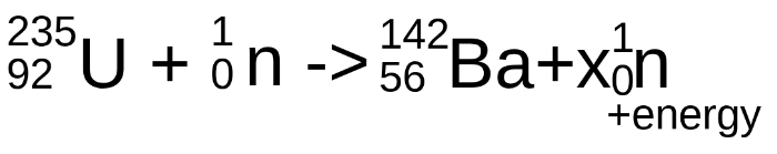 <p>Complete the following nuclear reaction with the correct number for x</p>