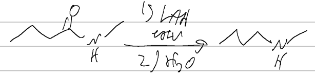 <p>amide → amine</p>