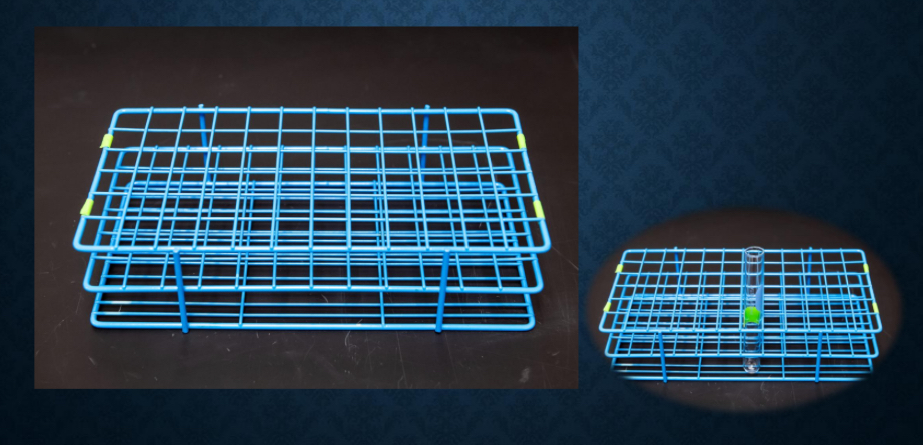 <p>A rack used to hold multiple test tubes upright.</p>