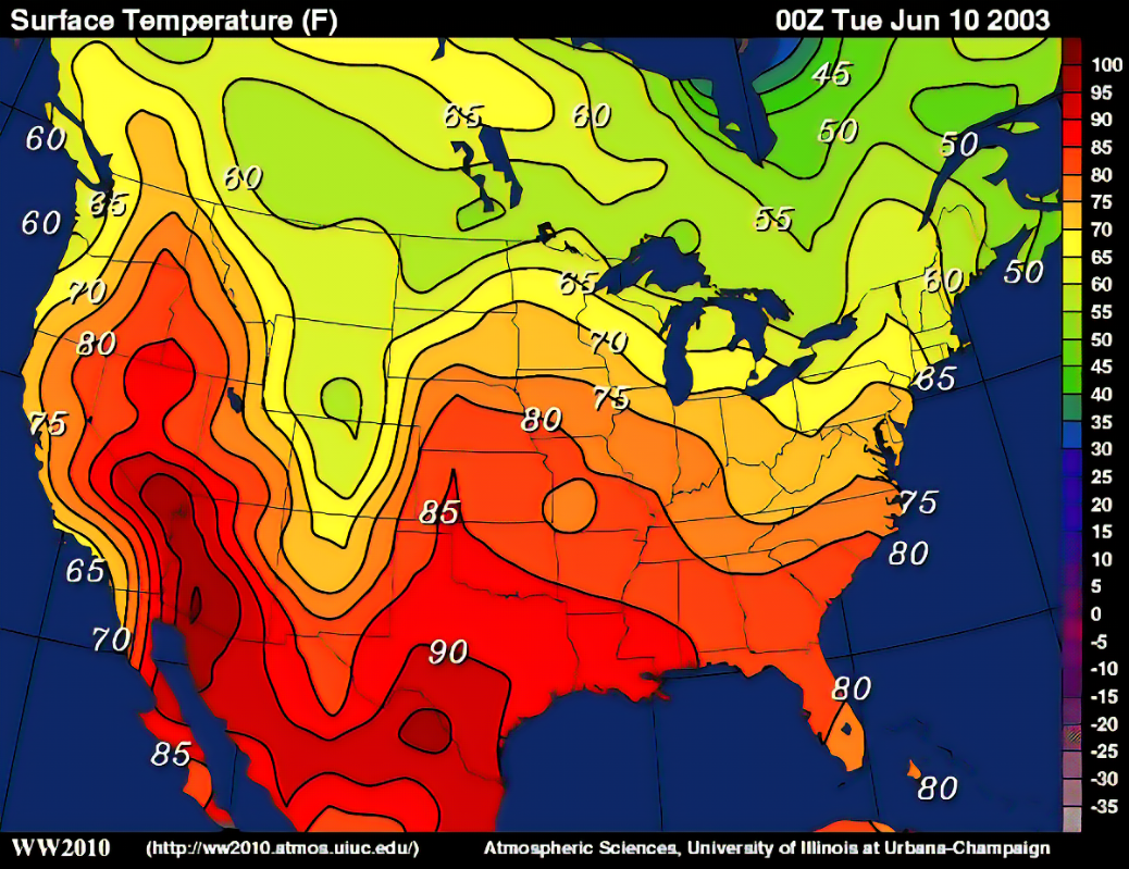 <p>(isotherms) which are temperature lines</p>