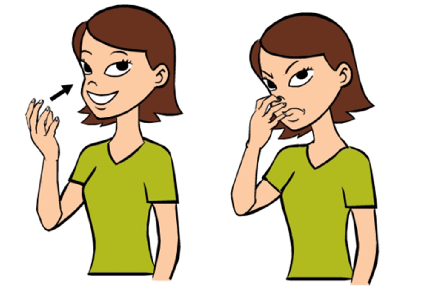 <p>Make your dominant hand into a claw and bring it to your mouth. While making the hand motion make the facial expression for anger, squaring your jaw and tensing your facial muscles.</p>