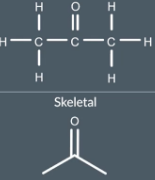 <p>We don’t write any Cs or Hs but we do write Oto show the oxygen atom and we show the carbon-oxygen double bond </p><p></p>