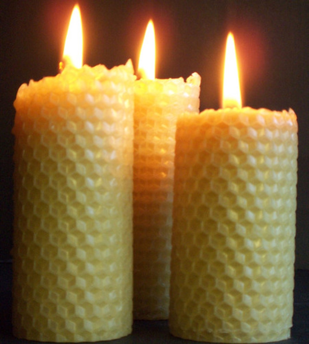 <p>wax candles used to illuminate streets and houses during the festival</p>