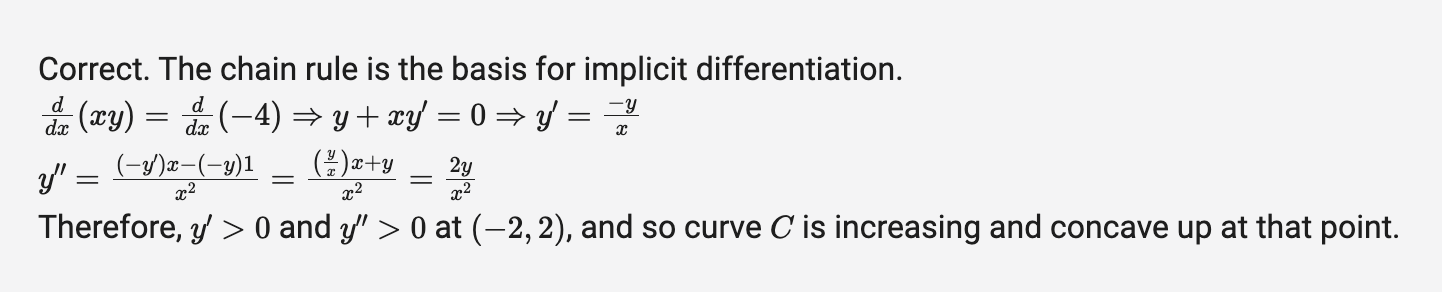 <p><span>It is increasing and concave up bc y’&gt;0 and y”&gt;0</span></p>