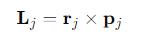 <p><strong>r</strong><sub>j</sub> =the position vector of the particle relative to the axis of rotation</p><p><strong>p</strong><sub>j​</sub> = its linear momentum.</p>