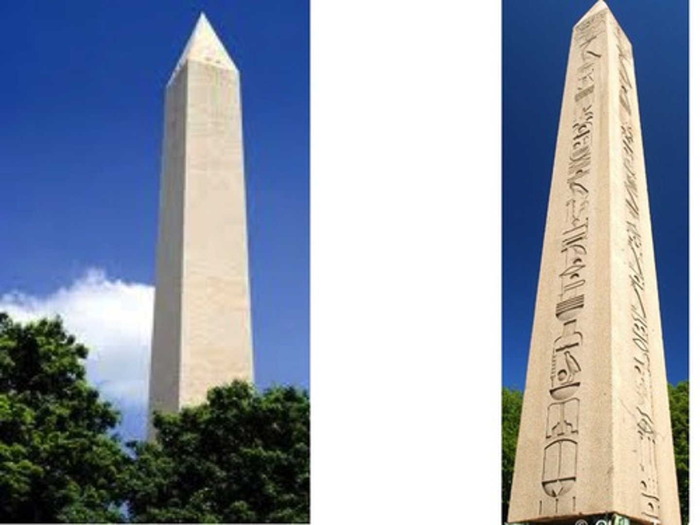 <p>Tall, thin pillars with pyramid-shaped tops</p>