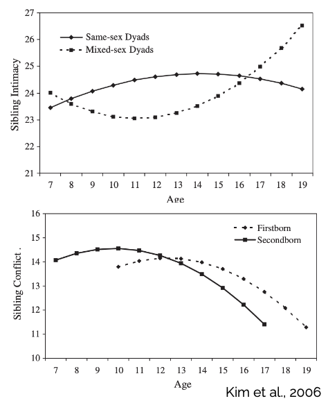 <p>shaped by parents and parent-child relationships - typically neither vertical (hierarchy) or horizontal (equal) power structures</p><ul><li><p>marked by warmth/support and conflict</p></li><li><p>non-voluntary</p></li><li><p>shaped by age, age gaps, gender, biological vs. adopted vs. step siblings vs. half-siblings</p></li></ul>