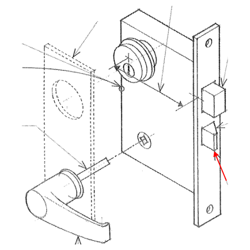 <p><span>A lock bolt having a beveled head that is moved into position by a spring except when retracted by a doorknob, or when pushed against the lip of the strike plate as the door is closed</span></p>