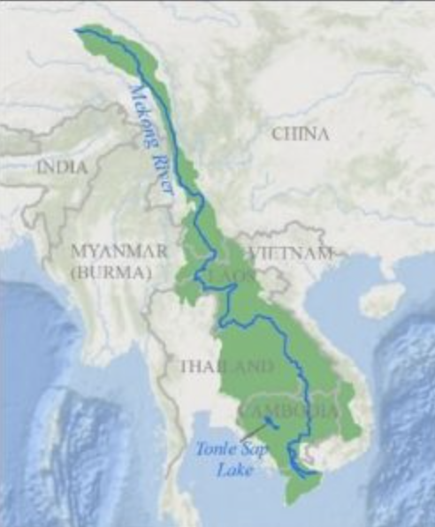 <p>Mekong River System Facts</p><ul><li><p>runs through China, Cambodia, Laos PDR, Thailand, Vietnam, Tibet</p></li><li><p>7th longest river in Asia, 12th in world</p></li><li><p>Drains more than 810,000 km2 of land from Plateau of Tibet to South China Sea</p></li></ul>