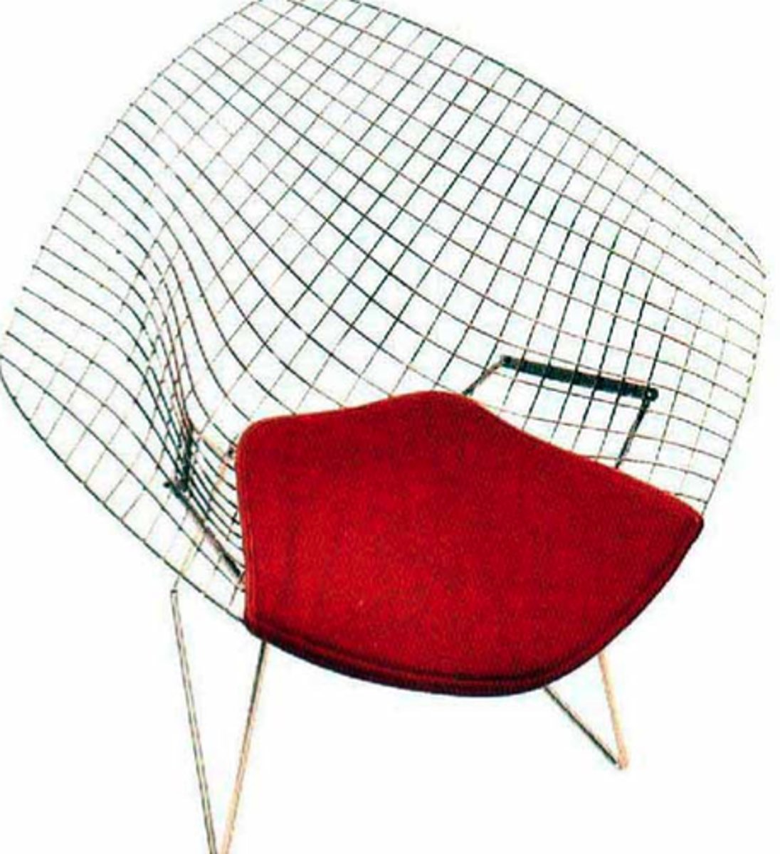 <p>-"Wire mesh stretched and molded"</p><p>-"Concerned primarily with space, form and the characteristics of metal. The wire mesh chairs are mostly made of air, much like sculpture. Space passes right through them"</p><p>-"Sound sculptures"</p>