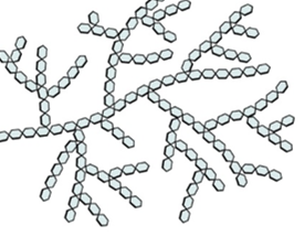 <ul><li><p>monosaccharide- alpha glucose</p></li></ul><p><strong>structure:</strong></p><ul><li><p>long branched chain w 1-6 glycosidic bonds and lots of long side branches(more than amylopectin)</p></li></ul><p><strong>properties:&nbsp;</strong></p><ul><li><p>lots of branches increase surface area for enzymes to hydrolyse glycosidic bonds for quick release of glucose. also compact→good for storage</p></li><li><p>less dense &amp; more soluble than starch→broken down quicker</p></li></ul><p><strong>uses:</strong></p><ul><li><p>animals store excess glucose as glycogen in the liver and muscles in granules that can quickly be hydrolysed to release glucose for respiration when needed e.g during exercise</p></li></ul><p></p>