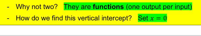 <p>Parabolas will always have just<strong> 1 vertical intercept</strong></p>