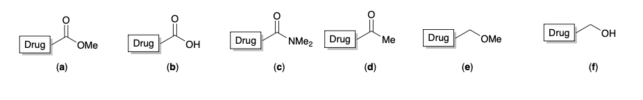 Which one of the following molecules is likely to engage in important ionic binding interactions as a drug enters the target binding site?

(a)

(b)

(c)

(d)

(e)

(f)