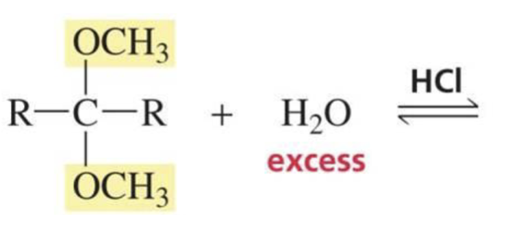 <p>What is formed with:</p><p>Acetal + H<sub>2</sub>O + HCl</p>