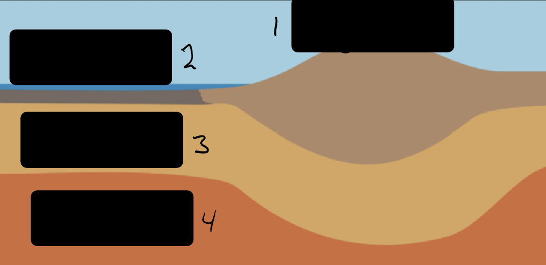 <p>Identify the layers and both crusts</p>